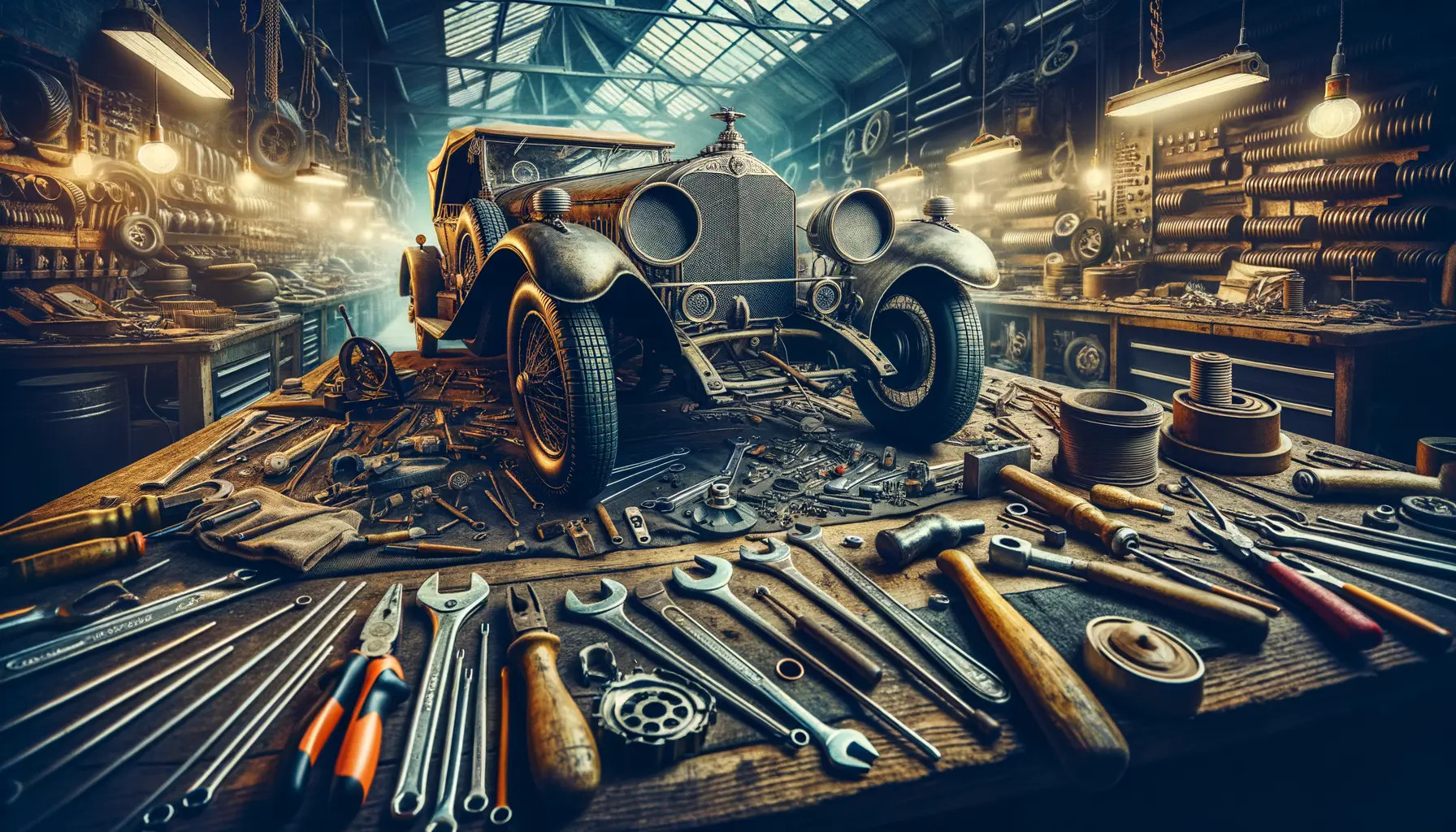 Auto-Klassiker in der Werkstatt bei Restaurierung und Pflege