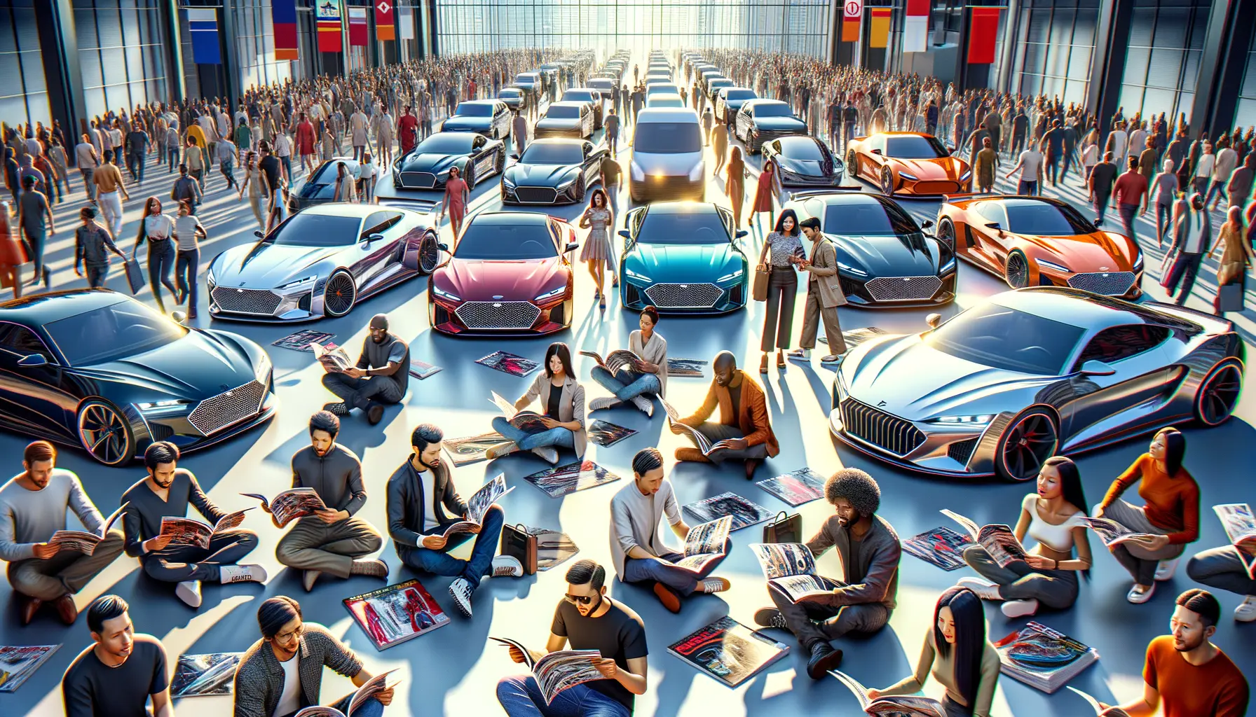 Kfz-Magazin Cover mit moderner Automobiltechnik und Auto Enthusiasten