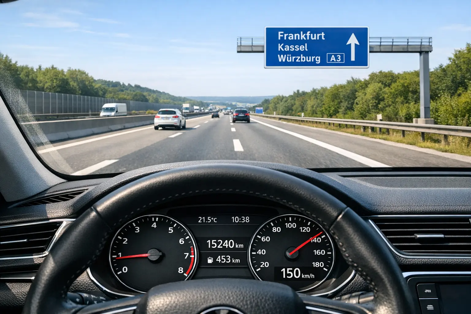 Leasingfahrzeug auf Autobahn bei Mehrkilometer Leasing Thematik