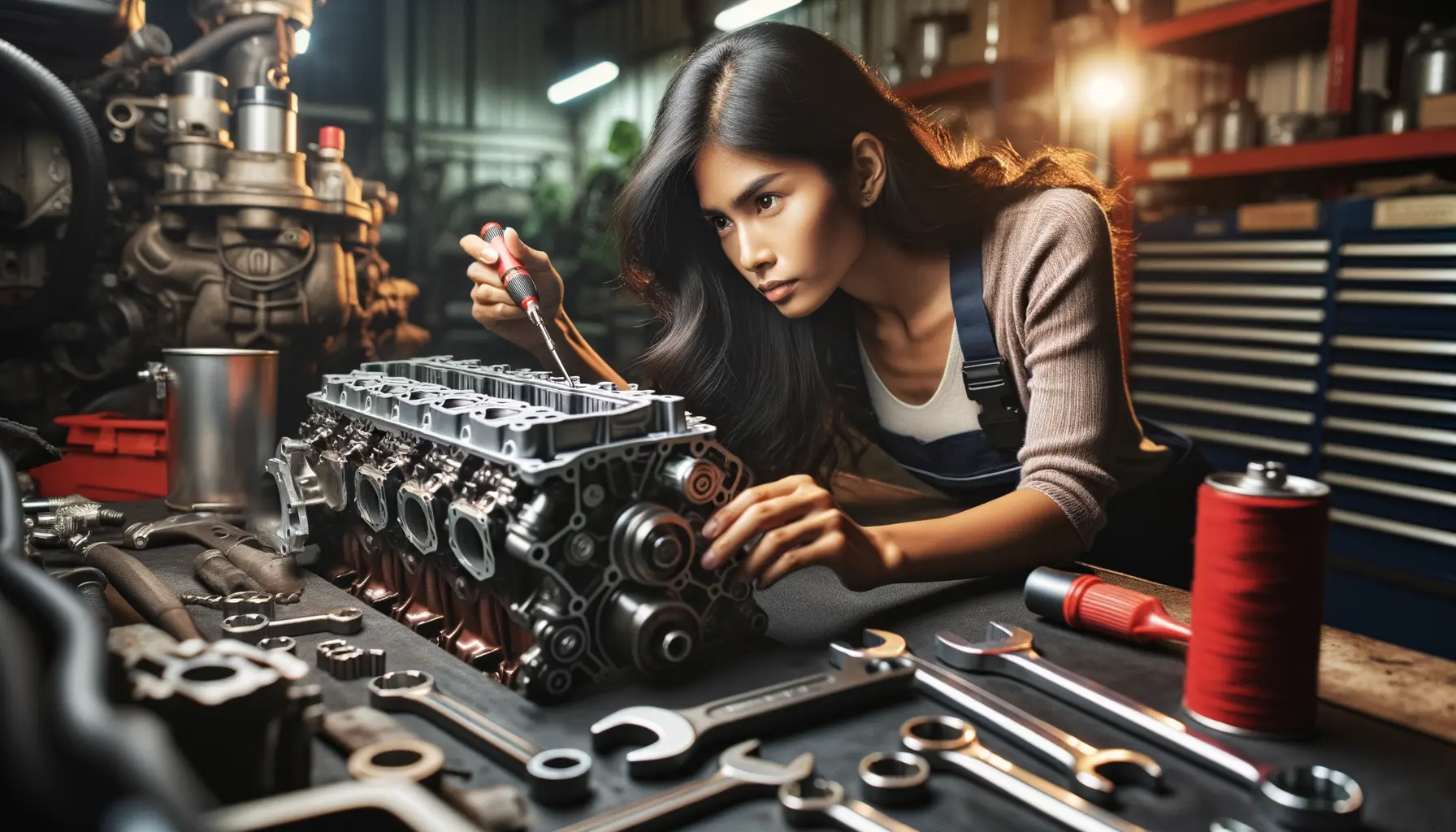 Motorinspektion Sichtprüfung Motorraum und Fahrzeugkomponenten