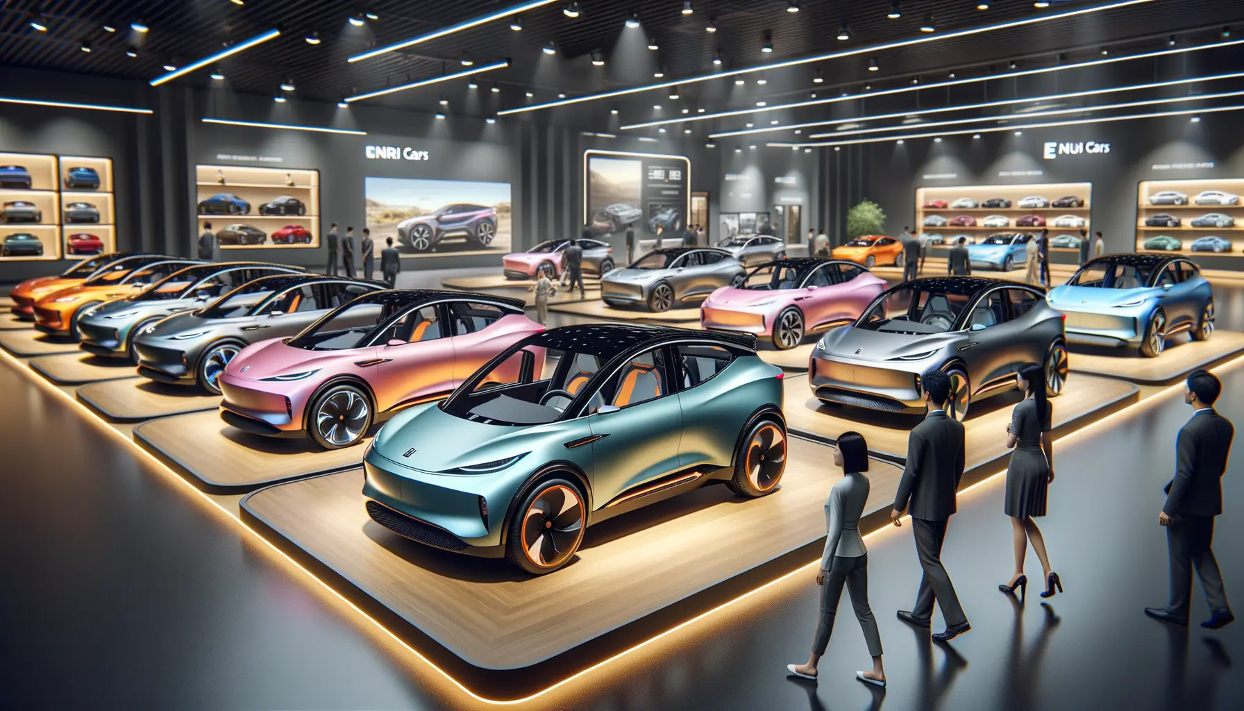 Nuri Cars Modelle Fahrzeugausstellung verschiedene Elektroautos